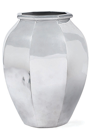 Jean DESPRES - Vase balustre octogonale en métal argenté